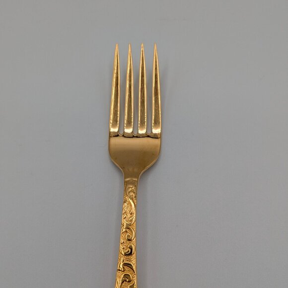 Americana Golden Heritage Flatware Golden Scroll 6 Dinner Forks 6.75" Vintage - Picture 10 of 14